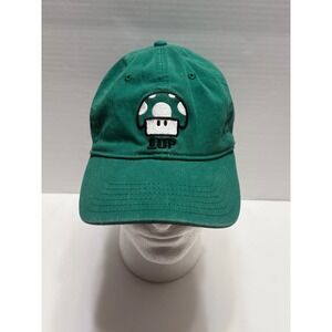Nintendo Super Mario 1UP Mushroom Hat Green Anoma A-Flex Baseball Cap 2005 A6